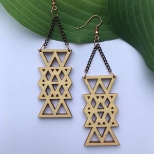 Handmade Lasercut Wood Earrings - Linda
